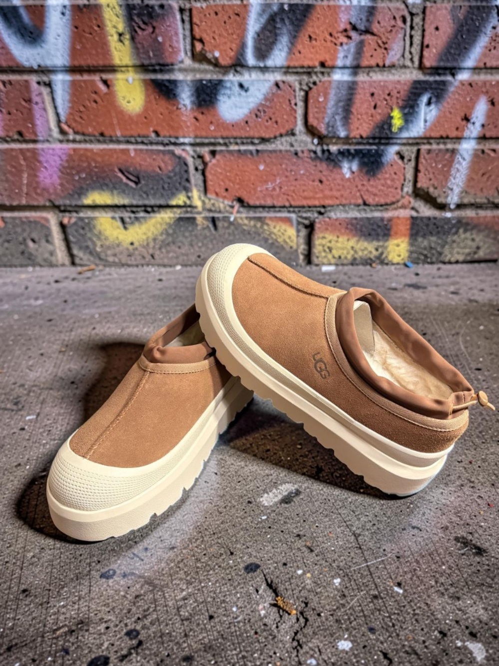 UGG Slip-On Shearling-Lined Suede Sneakers in Chestnut